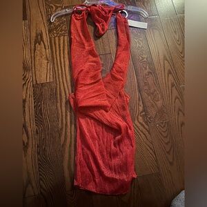 Red Shimmer Halter Top